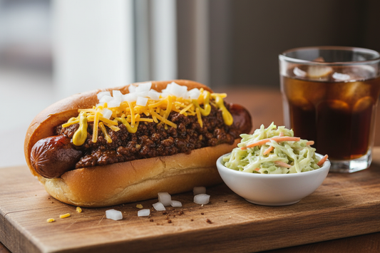 Coffee-Braised Chili Dogs